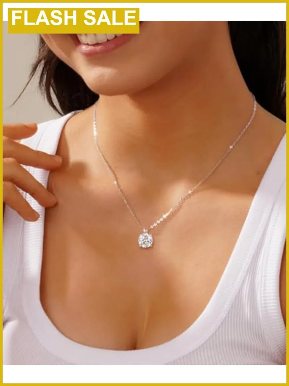 Moissanite Solitaire Necklace 18K Gold Vermeil 925 Sterling Silver Dainty